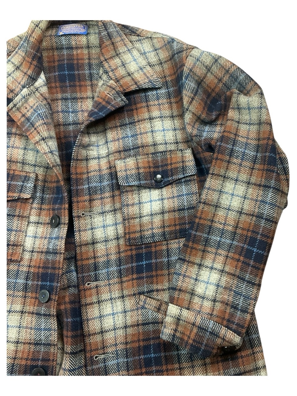 Vintage Pendleton 70s 100% wool plaid button front jacket USA made size medium - Picture 4 of 6